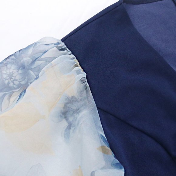 Printed Mesh Elegant Navy Women Fashion Jumpsuit - Picture 4 of 6